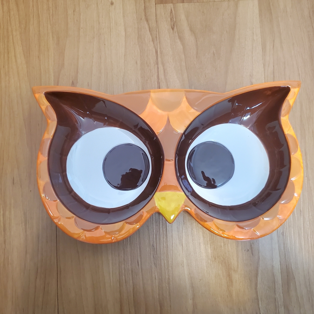 Orange and Brown Owl Serveware Tray